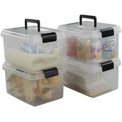 NICESH 4.5 L Plastic Storage Box, Clear Latch Box, 4-Pack