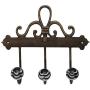 Indianshelf Handmade 1 Artistic Vintage Black Ceramic Floral Rail Hooks Hangers/Wall Hooks for Keys