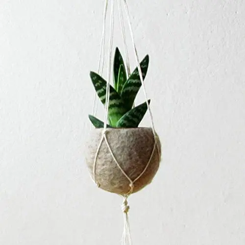 Hanging planter/Macrame plant hanger/Beige Felt planter/air plant vase/modern home decor/CHOOSE YOUR COLOR