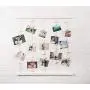 DII Home Traditions Floating Photo Display DIY Photo Collage Set with Twine Clothesline, Natural Wood Wall Mounts, and 30 Wooden Clothespin Clips for Hanging Photos, Prints, and Art - Rustic White