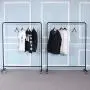 XIAOLONG Simple Coat Rack Floor Hangers Living Room Clothing Store Clothes Rack Creative Fashion Belt Wheel Floor Hanger