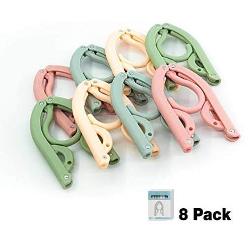 8Pcs Travel Clothes Hangers Magic Portable Glamorous Plastic Folding Coat Hanger with Anti-Slip Grooves for Scarves Suits Trousers Pants Shirts Socks Underwear Outdoor Camping Hiking