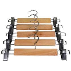 Portable 10Pc Multifunction Skirt Clip Solid Wood Clothes Hanger Pants Folder Anti-Skid Trousers Rack Decoration