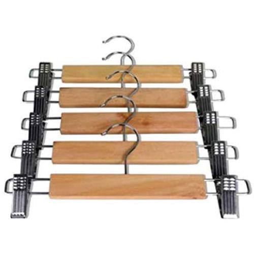 Portable 10Pc Multifunction Skirt Clip Solid Wood Clothes Hanger Pants Folder Anti-Skid Trousers Rack Decoration
