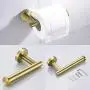 Marmolux Acc Bathroom Hardware Accessories Set 3-Piece Gold Brushed Bathroom Hardware Sets Modern Towel Ring Robe Hook Hanger Toilet Paper Holder Heavy Duty Stainless Steel Wall Mounted