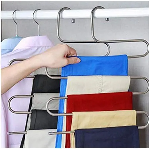 5PC 5 Layers S Shape Multifunctional Clothes Hangers Decoration Pants Storage Hangers Cloth Rack Multilayer Storage Cloth Hanger
