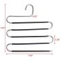 Ray-Velocity Stainless Steel Pants Hangers S-Shaped 5 Layers Hangers Closet Space Saver for Jeans Scarf Tie Clothes(4 Pack) (Black)