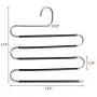 Ray-Velocity Stainless Steel Pants Hangers S-Shaped 5 Layers Hangers Closet Space Saver for Jeans Scarf Tie Clothes(4 Pack) (Black)