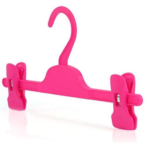 HANGERWORLD 10 Pink 11inch Kids Plastic Hook Pants Skirt Adjustable Clips Coat Clothes Garment Hangers