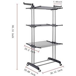 leveraYo Portable Practical Clothes Dryer Rack 3 Tier Folding Clothes Airer Laundry Dryer Rack in/Outdoor Hanger Storage Holder Suitable for a Variety of Clothes Contemporary