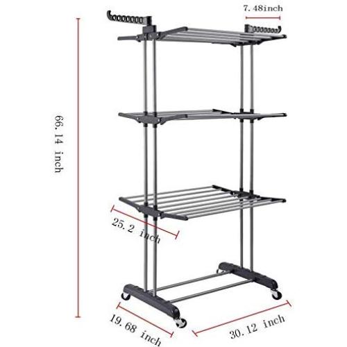 leveraYo Portable Practical Clothes Dryer Rack 3 Tier Folding Clothes Airer Laundry Dryer Rack in/Outdoor Hanger Storage Holder Suitable for a Variety of Clothes Contemporary