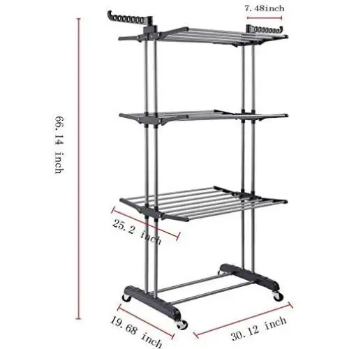 leveraYo Portable Practical Clothes Dryer Rack 3 Tier Folding Clothes Airer Laundry Dryer Rack in/Outdoor Hanger Storage Holder Suitable for a Variety of Clothes Contemporary leveraYo Portable Practical Clothes Dryer Rack 3 Tier Folding Clothes Airer Laundry Dryer Rack in/Outdoor Hanger Storage Holder Suitable for a Variety of Clothes Contemporary