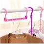 10pcs 5-Hole Space Saving Plastic Clothes Hanger Hanging Organizer Windproof Multi-Port Hook Random Color