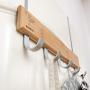 Over The Door Hanger - 5 Hook DIY Assembly Rack for Towels, Clothes, Coat, Jackets, Scarves, Bags Hanger in The Bathroom, Bedroom Door Storage (Brown Bamboo Wood)
