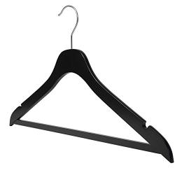 NAHANCO SL70217WB20 17" Slim Line Space Saving Wooden Suit Hanger with Pant Bar (Pack of 20), Black