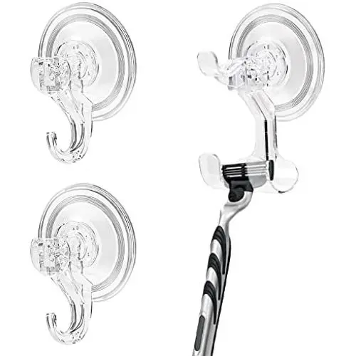 Suction Cup Hooks for Bathroom Razor Holder for Shower Bathroom Window Glass Loofah (3 Pack) Suction Cup Hooks for Bathroom Razor Holder for Shower Bathroom Window Glass Loofah (3 Pack)