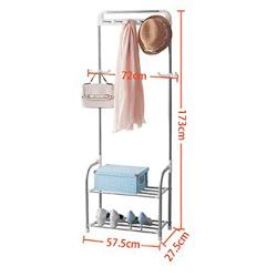 WZP Clothing Display Stand,Home Entrance Hall Living Room Bedroom Coat Rack,One Economic Stainless Steel Shoe Rack Hanger More Storage/White/As Shown