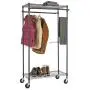 Type A Heavy-Duty Garment Rack | Portable Clothes Rack on Wheels and Shelves | Adjustable Double Hanging Rods | Metal, Black