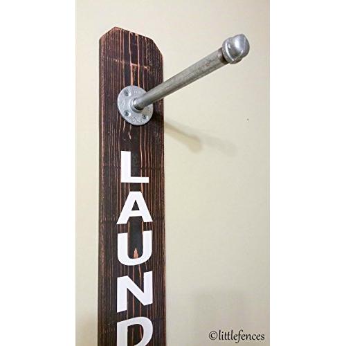 Industrial Pipe Laundry Room Sign Doubles As Clothes Hanger or Drying Rack, 6 inches x 35 inches