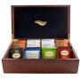 The Bamboo Leaf Tea Boxes Storage Organizer for Tea Collections, 8 Compartment w/Solid Lid (Cherrywood)