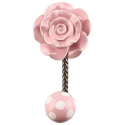 Indianshelf Handmade 2 Artistic Vintage Pink Ceramic Flower Wall Hooks Hangers/Clothes Hooks for Wall