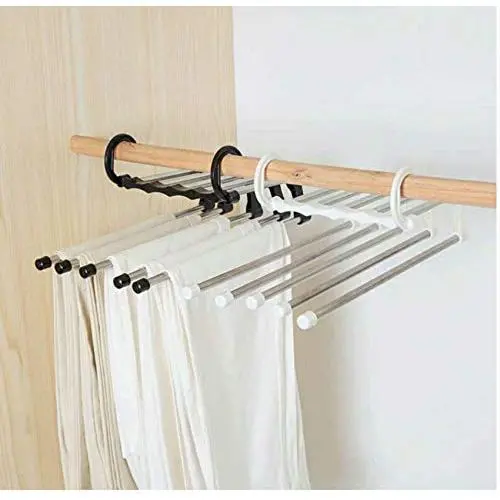 5pcs Random Color Portable 5-in-1 Clothes Hanger Clothing Organizer Multi-Function Stainless Steel Pants Hanger Holder Rack Hangers for Clothes 5pcs Random Color Portable 5-in-1 Clothes Hanger Clothing Organizer Multi-Function Stainless Steel Pants Hanger Holder Rack Hangers for Clothes