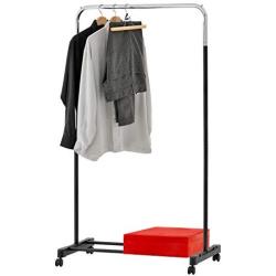 MyGift Freestanding 60-Inch Stainless Steel Single Rod Garment Organizer Rack/Rolling Clothes Hanger