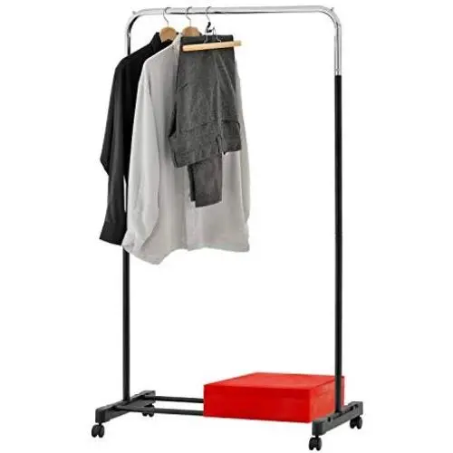 MyGift Freestanding 60-Inch Stainless Steel Single Rod Garment Organizer Rack/Rolling Clothes Hanger MyGift Freestanding 60-Inch Stainless Steel Single Rod Garment Organizer Rack/Rolling Clothes Hanger