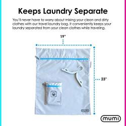 mumi Travel Laundry Bag | Keeps Laundry Separate from Clean Clothes | Moisture and Odor-Resistant | Includes Folding Hanger and Butter Bag (Grey)