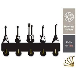 Guitar Wall Wooden Hooks Electric Sound Bedroom Kitchen Office Heavy Duty Hanger Key Clothes Hooks, Gift for Man