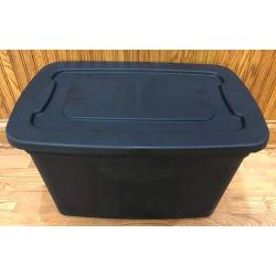 Home World 20 Gallon Multi-Purpose Storage Tote | Built-in Handles for Easier Lifting | Elegant and Durable Molded Plastic Bins in Black Color