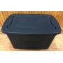 Home World 20 Gallon Multi-Purpose Storage Tote | Built-in Handles for Easier Lifting | Elegant and Durable Molded Plastic Bins in Black Color