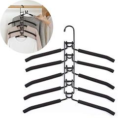 YiSeyruo Clothes Hangers Space Saving: 5 in 1 Multi Layer Eva Sponge Non Slip Heavy Duty Clothes Hangers Closet Organizers and Storage for Suit Coat Skirt T-Shirt Pants