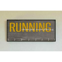 Race Medal Holder/Running Medal Hanger RUNNING CHANGED EVERYTHING- Wood Wall Mounted Medal Organizer. CUSTOMIZATION Available