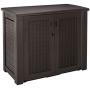 Rubbermaid Patio Chic Outdoor Storage Deck Box, Black Oak Rattan Wicker Basket Weave (1863391)