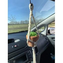 Macrame Mini Car Plant Hanger. Car Accessory