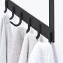 Over The Door Hook Hanger, FLE SUS304 Stainless Steel Heavy-Duty Organizer Rack for Coat, Towel, Bag, Robe - 6 Hooks (Black)