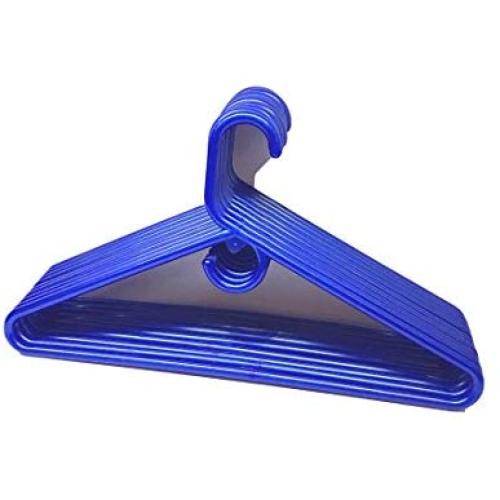 THE UM24 Set of 9 Heavy Duty Tubular Hangers Blue Jumbo Plastic Closet Organization Adult Coat Suit Cloth Hanger