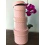 [USA-SALES] Premium Quality Round Flower Box, Gift Boxes for Luxury Flower and Gift Arrangements, Set of 3 pcs, with Lids, Size (S/M/L) (Pastel Pink White Dots)