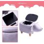 TREXM Have-Fun Series Upholstered Ride-on Storage Ottoman Footrest Stool with Vivid Adorable Animal Shape Storage Box,Pig Toys, Gray