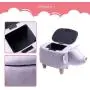 TREXM Have-Fun Series Upholstered Ride-on Storage Ottoman Footrest Stool with Vivid Adorable Animal Shape Storage Box,Pig Toys, Gray