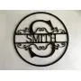 Personalized Last Name Family Sign Outdoor Initial Split Letter Laser Cut Custom House Decorations Monogram Hanging Front Door Wreath Wedding Gift Hanger Garden Housewarming Circle Wood Metal Acrylic
