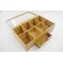 Bambusi Bamboo Tea Storage Boxes - Natural Wood Tea Chest Organizer with Small Drawer | Great Christmas Gift Idea