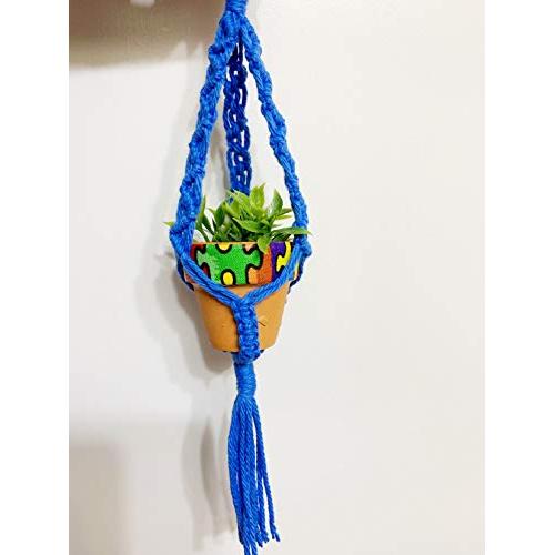 Autism speaks macrame mini plant hanger Car rearview mirror charm Autism speaks macrame mini plant hanger Car rearview mirror charm