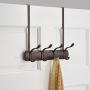 mDesign Decorative Over Door 8 Hook Metal Storage - Long Easy Reach Organizer Rack for Jackets, Coats, Hoodies, Hats, Scarves, Purses, Leashes, Bath Towels, Robes, Men, Womens Clothing - Bronze