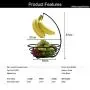 fruit tray for kitchen counter Storage Basket Fruit Basket with Banana Hanger Displaying Fruit Fresh Fruit Holder (color : Brass)