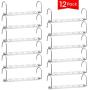 Meetu Space Saving Hangers Multifunctional Clothes Hangers Stainless Steel 6X2 Slots Magic Hanger Cascading Hanger Updated Hook Design Closet Organizer Hanger (Pack of 12)