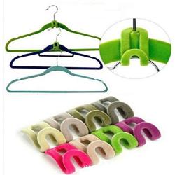 20pcs/Pack Creative Mini Flocking Clothes Hanger Easy Hook Closet Organizer Home Product Random Color