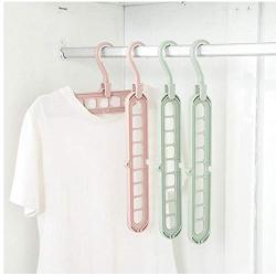 10pcs Random Color Space Saving Hangers Multi-Functional 9 in 1 Magic Clothes Hangers Closet Organizer Foldable