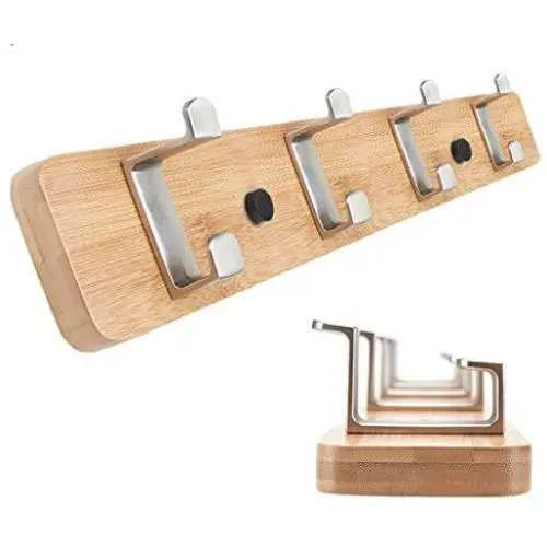 XFENG Coat Hook Rack Wall Mounted Clothes Hanger Bamboo Robe Towel Holder(4 and 5 Hooks) (Size : A) XFENG Coat Hook Rack Wall Mounted Clothes Hanger Bamboo Robe Towel Holder(4 and 5 Hooks) (Size : A)